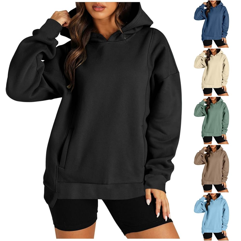 HGps8w Basic Solid Oversized Hoodie Sweatshirt for Women
